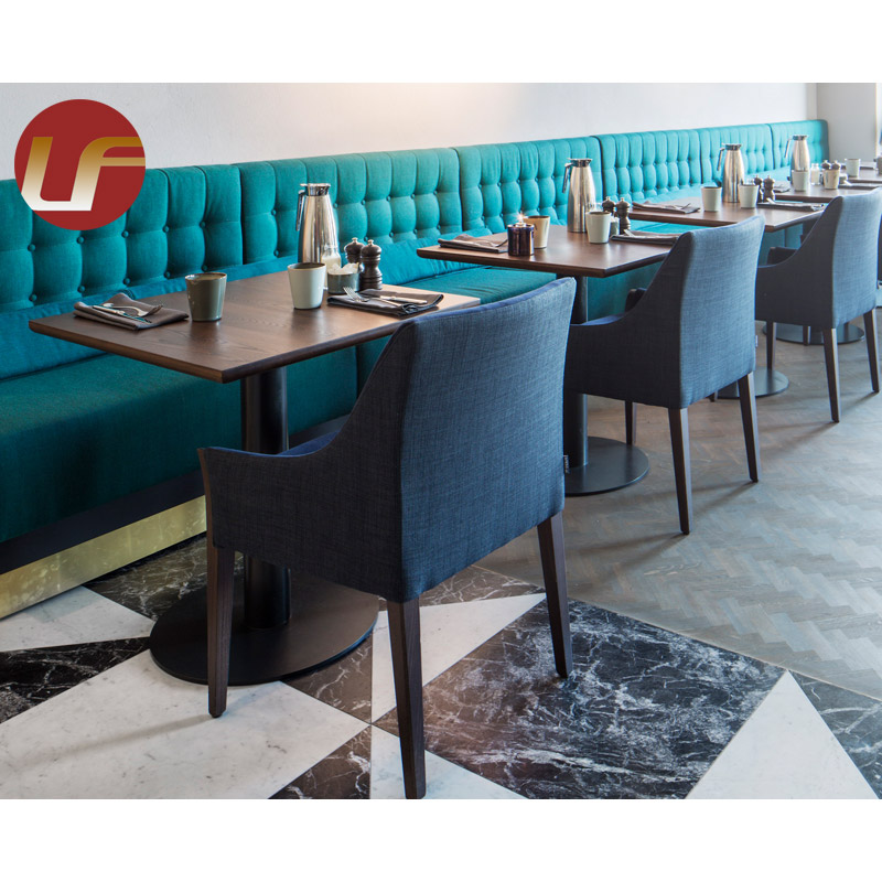 تصميم جديد لأثاث المطاعم ، أكشاك خشبية صلبة ، مقعد على شكل جدار نمط جلوس ، كرسي أريكة وطاولة