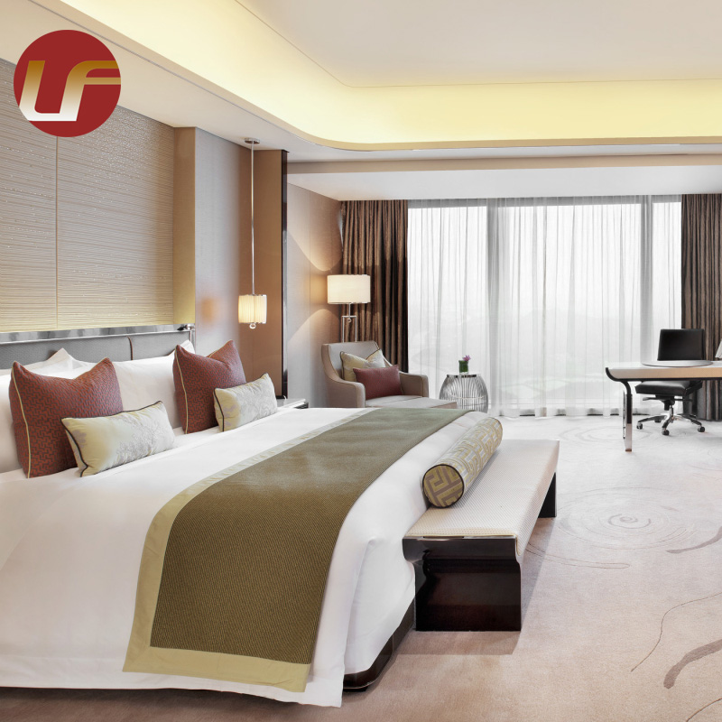 جناح أثاث الفندق الفاخر مجموعة غرفة نوم فندق نسيج معدني مخصص
